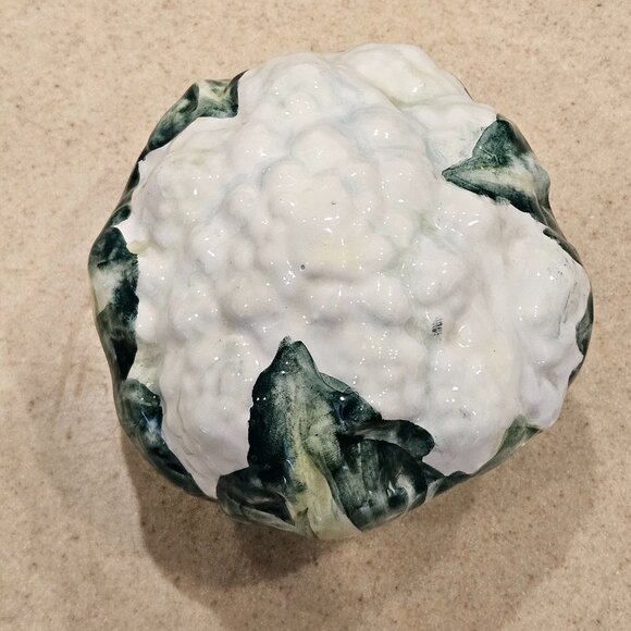 VINTAGE HANDPAINTED CERAMIC CAULIFLOWER MAJOLICA DECOR DISPLAY ART VIETRI ITALY - Picture 5 of 8
